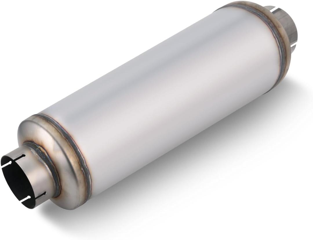 LCGP 4" Inlet Diesel Exhaust Muffler, 4'' Inlet & Outlet Universal Resonator, 30'' Overall Length Stainless Steel Mufflers, Straight Through Design, welded On Muffler Resonator