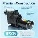VIVOHOME 2.0HP Pool Pump - 115V/230V Self-Priming Motor - In-Ground/Above Ground - 6800GPH Energy Efficient - 1.5", 2", and 1.25"-1.5" Connectors w/Strainer Basket