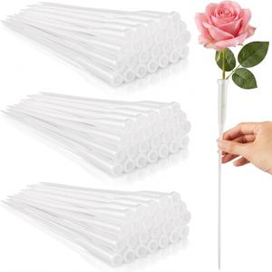 Tessco for you 90 Pcs Floral Water Tubes 12 Inch Floral Tubes Plastic Flower Supplies for Fresh Flowers with Rubber Cap for Flower Stem Arrangements Florist Supplies(Clear)