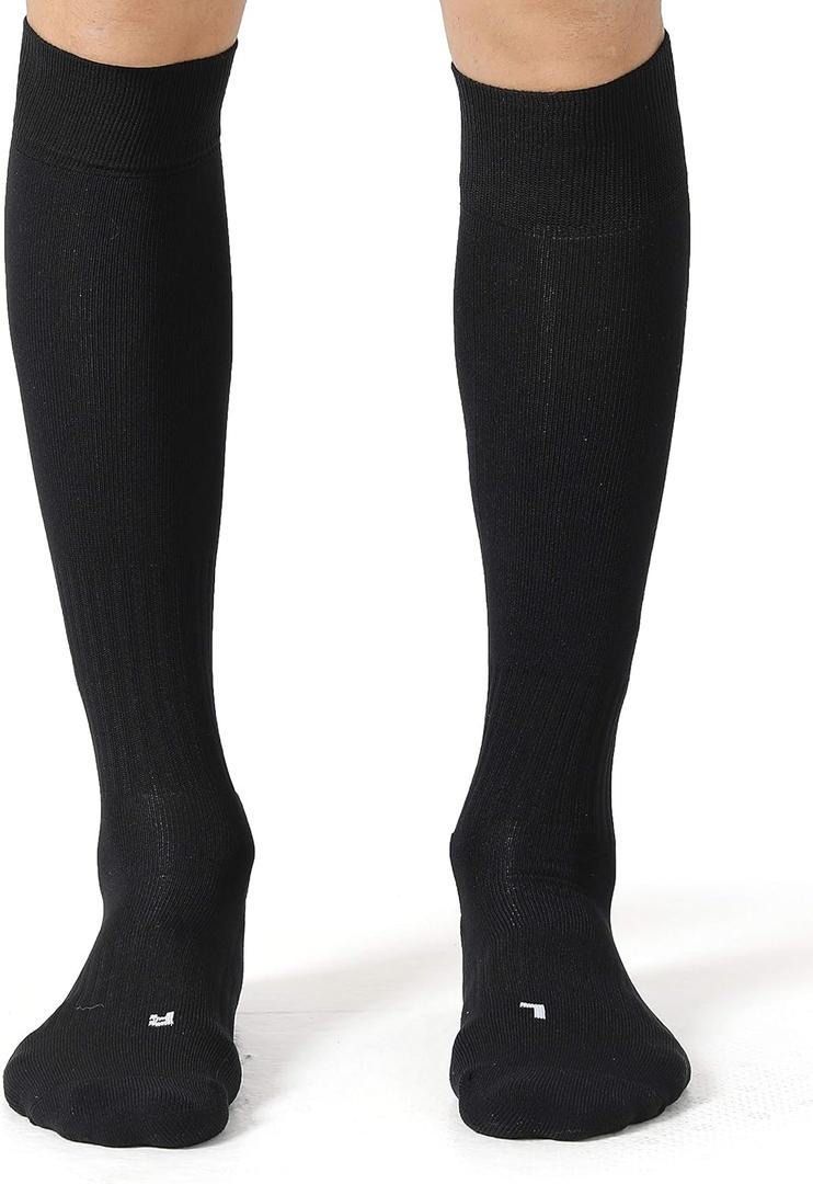 CS CELERSPORT 2/3 Pack Soccer Softball Baseball Socks for Youth Kids Adult Multi-Sport Compression Knee High Socks (Black, L)