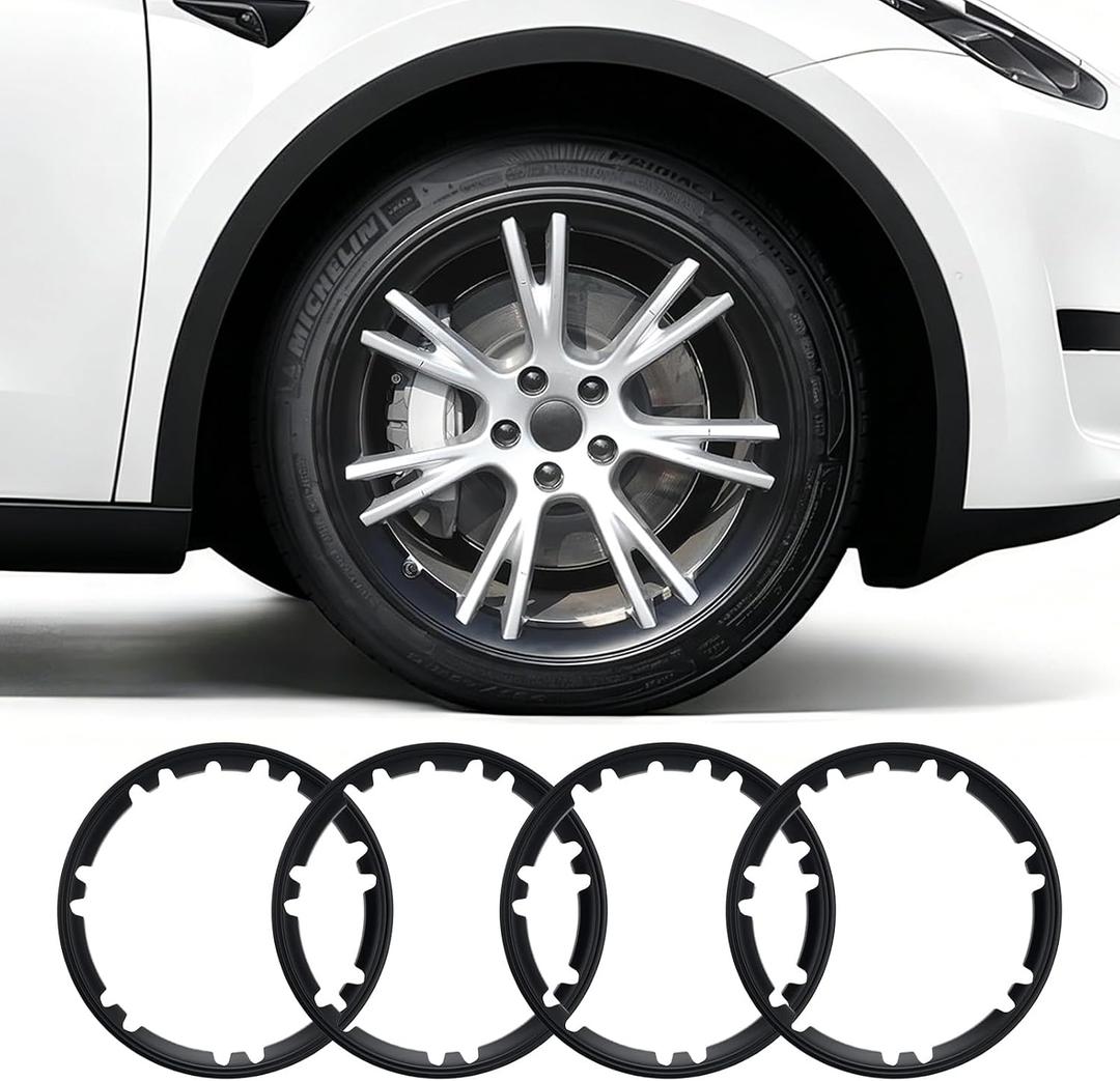 Rim Protector for Model Y, ABS+PC Wheel Rim Guard with Scratch & Scuff Protection, Prevents Curb Rash & Scratches, Clip-on Hub Protector Rings (Matte Black, 2020-2024 Model Y 19” Apollo Wheel)