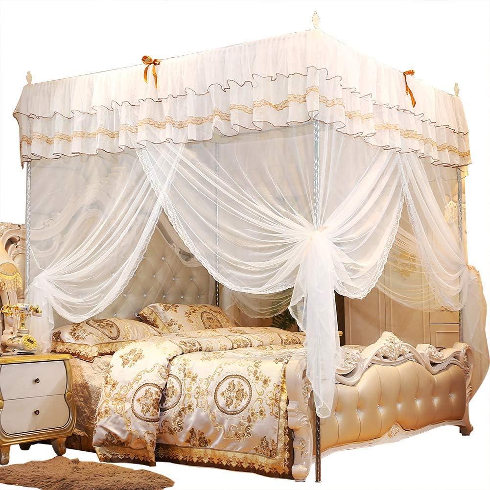 Bed Canopy, Luxury Princess Style Bed Curtains Four Corner Post Bed Curtain Breathable Tent Canopy for Girls Adults Bedroom Decoration(180 * 200 * 200)