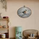 LKETW Winter Bird Oval Wall Art Decor, Rustic Winter Oval Canvas Hanging Decor, Snowy Cottagecore Farmhouse Bird Wall Decorations for Home Bedroom Living Room, 8.6x11.4 Inch (Christmas Winter brid)