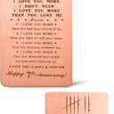 MagEnergy 7 Year Anniversary Card Gifts for Him, Handmade Copper Love Card for Husband, Romantic 7th Anniversary Card for Wife, 7th Wedding Wallet Card Gift