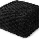 Whale Flotilla Twin Size Blanket for Bed with Jacquard Pattern, Fuzzy Soft Cozy Exquisite Blankets for All Season, Warm and Fluffy, 60x80 Inch, Black