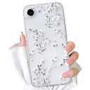 NITITOP Compatible with iPhone 16e Case Cute Clear Flower Floral Artistic Design for Women Girls Stylish Slim Soft TPU Shockproof Protective Girly Phone Cover - White