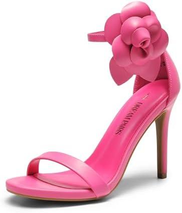 DREAM PAIRS Women's High Heels Flower Ankle Strap Stilettos Round Open Toe Dressy Sexy Sandals size 11