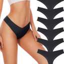 Hellopopgo Seamless Thongs For Women V-waisted No Show Thong Seamless Panties Breathable Comfortable Underwear Womens 6-Pack (XX-Large)