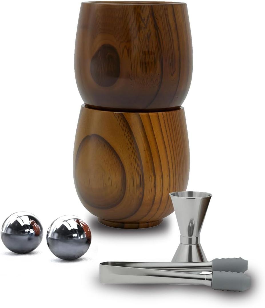 Wooden Whiskey Glasses Set of 2, Handmade Old Fashioned Bourbon Drinking Glass, Great Bourbon Whiskey Gifts for Men, Dad, or Brother, Father's Day, Birthday Gifts(10oz)