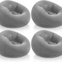 Realspring Inflatable Bean Bag Chairs Outdoor Blow up Camping Chairs Inflatable Lazy Sofa Folding Portable Bean Bag Loungers Couch for Movie Night (Dark Gray, 4 Pcs)