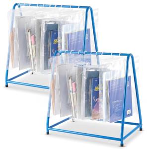 2 Pcs Hanging Book Rack Read Along Totes Metal Rack 12 x 18 x 18 Inch with Non Slip Rubber Floor Mat for Classroom Organization Teacher Supplies