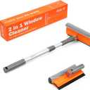 eazer Professional Window Squeegee, 2-in-1 Rotatable Squeegee for Window Cleaning Kit, Window Cleaner Tool, Window Washing Equipment Kit with Extension Pole (20''-30'') for Shower/Windshield - 2 Head