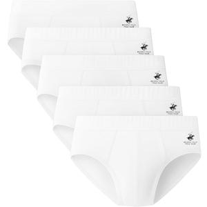 Beverly Hills Polo Club Men's Beverly Hills Polo Club Men's 5 Pack Low Rise Brief (Large, White)