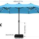 ABCCANOPY 15ft Umbrella Outdoor Patio Solar Lights with Base, Outdoor Double-Sided Rectangle Umbrella for Poolside, Lawn, Backyard (Turquoise)