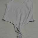 REORIA Bodysuit for Women Scoop Neck Sleeveless Tank Top Bodysuits 2025 Sexy Thong Bodysuit Basic Leotards for Women (Large, White)