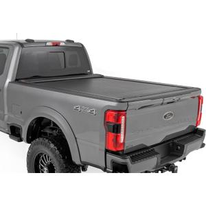 Rough Country Retractable Tonneau Truck Bed Cover for Ford F-250 & F-350 Super Duty (2017-2025) - Fits 6'10 (81.9") Bed, Weather-Resistant, Sleek Sliding Design