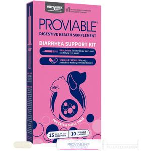 Nutramax Proviable Probiotics for Small Dogs and Cats, Diarrhea Support Kit, Digestive Health Supplement with Multiple Strains of Bacteria, Plus Prebiotics, Kaolin and Pectin, 15 ml Paste and 10 Capsules