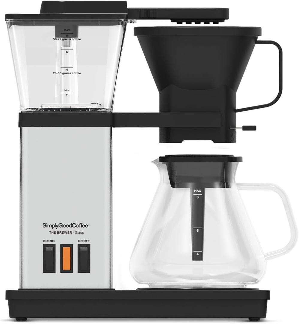 Simply Good Coffee Coffee Maker / Coffee Machine. 8 Cup Automatic Drip Pour Over Coffee Brewer. Easy To Use, Gold Cup Standard. Black/Stainless Steel
