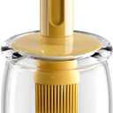 Retractable Oil Brush Dispenser, 2-in-1 Glass Olive Oil Bottle with Silicone Basting Brush Adjustable Telescopic Design for Cooking, BBQ, and Baking (White/Green/Yellow) 