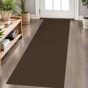 KOZYFLY Runners for Hallways 2x6 ft Washable Kitchen Runner Non Slip Rubber Backed Hall Runners Cotton Entryway Runner Rugs Floor Carpet for Indoor Backdoor Bedroom Kitchen, Reddish Brown/Coffee