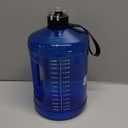 SLUXKE Gallon Big Water Bottle with Handle, 128oz Leakproof BPA Free Fitness Sports Water Bottle with Motivational Time Marker & Wide Mouth Ensure You Drink More Water (BLUE)