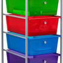 Mind Reader Rolling Cart with Drawers, Utility Cart, Craft Storage, Kitchen, Metal, 12.75"L x 15.25"W x 30"H, Multi-color