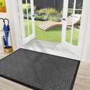 Mibao Front Door Mat, Heavy Duty Durable Welcome Mat for Outdoor Indoor, Dirt Trapper Waterproof Super Absorbent Door Mat for Entryway Outside Patio Porch, 61.5" x 36", Gray (Grey)
