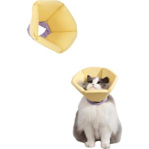 Lightweight Cat Cone Collar, Waterproof Soft Recovery E-Collar for Cats & Small Dogs, Adjustable Protective Elizabethan Collar to Prevent Licking & Biting, Easy-Clean Quick-Dry Design, Yellow M Size (Yellow, M)