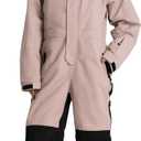 GSOU SNOW Kids Snow Suit One Piece Ski Suit Boys Girls Snowboard Jumpsuits Waterproof Youth Snowsuit Outfit (8-9 Years, Pink-1)