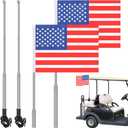 Hicarer 2 Set Reflective Golf Cart Flag Pole Kit Golf Cart Flag Holder Accessories Orange Safety Mount with Reflective Stripe Adjustable Height Flagpole Wheelchairs