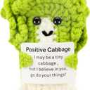 3 x ddLUCK Funny Positive Gifts for Women Daughter Friends Sister Teens, Emotional Inspirational Support Cheer Up Handmade Crochet Cabbage for Girls Boys Coworker, Teacher Appreciation Gift for Her