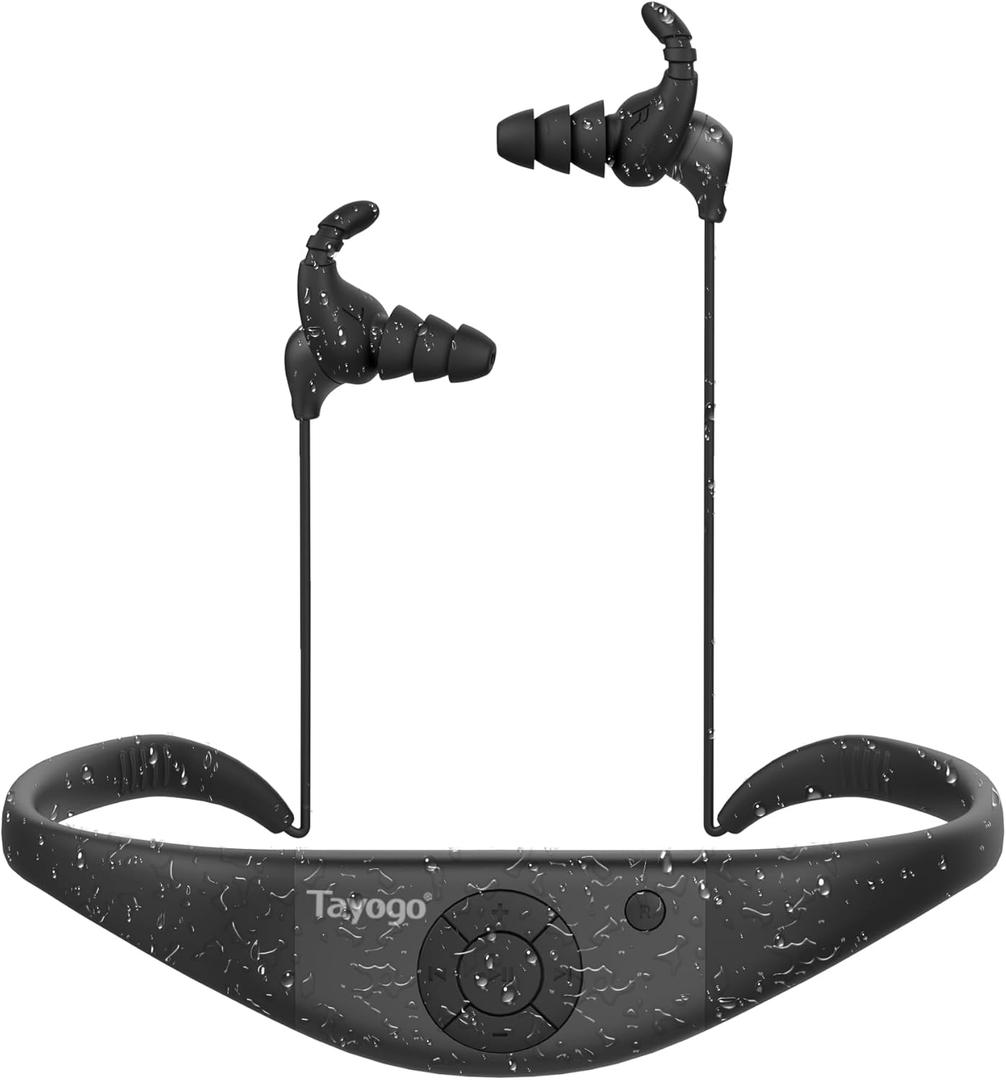 Tayogo Waterproof MP3 Player for Swimming, Underwater Earbuds for Swimming, 10 Hours Playtime, Swimming Headphones,32GB of MP3, Bluetooth 5.4.