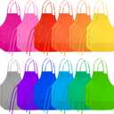 Kids Painting Aprons 24 Pieces 12 Colors Kid Art Apron with 2 Roomy Pockets Kids Aprons for Art Painting Activity Kitchen Crafts (Multicolor)