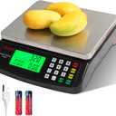 Large Digital Kitchen Scale Black 30kg/66lb Commercial Food Scale Stainless Steel with LCD Display Price Computing Scale for Restaurant Baking Bread Meat Prep Counting Scale for Parts and Coins