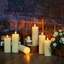 Flameless Candles Real Wax Realistic Pillar Candles, 9 Packs Battery Operated LED Candles with Remote Timer, Ideal for Halloween Home Decor IvoryD 1.6"*H 4" 4.5" 5.5"