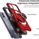 7 x Compatible for Cricket Magic 5G Case, AT&T Propel 5G Case with Tempered Glass Screen Protector,Ring Kickstand,Military Grade Heavy Duty Shockproof Protective Cover (Red)