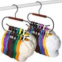 Hat Hangers for Closet, Hat Hanger for Baseball Caps, Double-Layer Rotatable Space-Saving, Versatile Iron-Wood Hat Rack for Home & Dorm Storage, 2 Packs