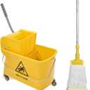 Midoneat Mop Bucket with Wringer, 22 Qt (5.5 Gallon), Handle, Wheels,Floor Cleaning, 16.5" L x 10.6" W x 26.4" H, Yellow,Add One Cotton Mop