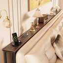 Huuger 118 Inch Sofa Table with Power Outlets, Skinny Behind Couch Table, 118.1" W