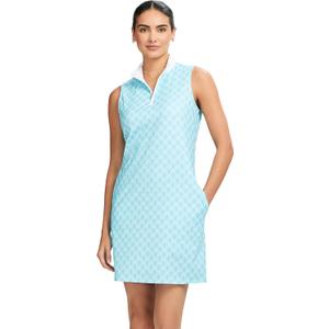 Izod Women's Quarter Zip Sleeveless Athletic Dress (Medium, Blue Radiance)