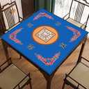Mahjong Mat, Mahjong Table Mat for Tile Game, 31.5 in x 31.5 in Anti Slip and Noise Reduction Table Cover for Poker Card Board and Dominoes(Blue)