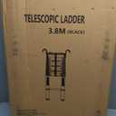Telescopic Ladder 3.8m Soft-close, Aluminium Ladders Extendable with Hooks, Easy Pickup and Placement for Home Maintenance, Access to Lofts, Building, etc.
