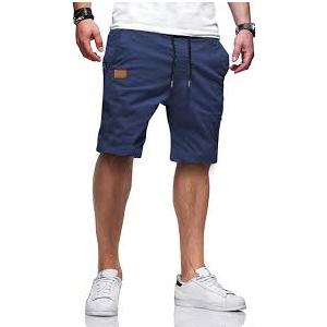Men's Casual Classic Fit Athletic Workout Golf Cotton Cargo Shorts With 4 Pockets for Summer Beach, Extra Large , Navy Blue 