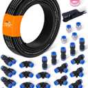 1/4" Air Line Tubing Kit, 32.8FT(10M) SAE J844 PA Nylon Air Hose Tubing with Cutter and Teflon Tape, 1/4" Air Hose with Push to Connect Fittings for Air Brake System Or Fluid Transfer(30PCS)