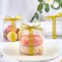 JOERSH 3x3x3 Inches Clear Favor Boxes with Gold Gift Ribbons 30 PCS Transparent Plastic 3 Inch Mini Cube Gift Packaging Box for Party favors, Treats and Minigifts
