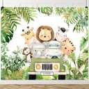 Jungle Animals Baby Shower Backdrop Banner 10x8ft Safari Animals Birthday Decorations for Boy Wild One Birthday Party Photography Background Forest Jungle Theme Party Supplies