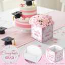 Qunclay 12 Pcs Graduation Box Table Centerpieces 7 Inch Pink Bow Paper Flower Boxes Table Decor Class of 2026 Congrats Grad Party Supplies for High School College Grad Celebration Prom Decoration