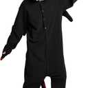 Kidukso Unisex Adult Dragon Onesie Pajamas Cute Animal Sleepwear Dragon Halloween Christmas Party Costumes for Women Men (Medium, Black)