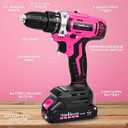 20V Pink Cordless Drill Set - Power Drill/Driver Kit with Drill Brush, Bit Set, 3/8" Keyless Chuck, 2 Variable Speed, 25+1 Torque Setting, Battery and Charger Included, Electric Drill for Home