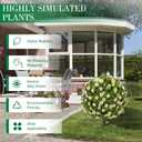 25" Artificial Boxwood Topiary Ball Trees with Daisy Flowers, Set of 2 UV Resistant No Fade Outdoor Faux Plants with Ground Spike, Fake Shrubs for Garden, Patio, Porch, Yard, Indoor Decor